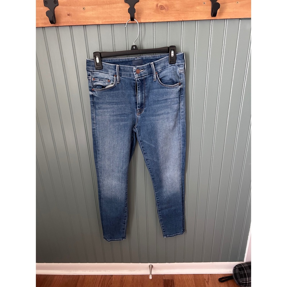 Mother Denim High Rise Skinny Jeans Medium Wash Blue crop Length Size 29